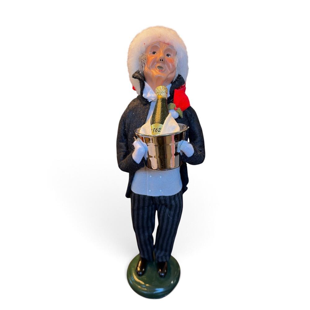 Byers Choice Carolers 2001 Butler Waiter with Champage Bottle Silver Ice Bucket